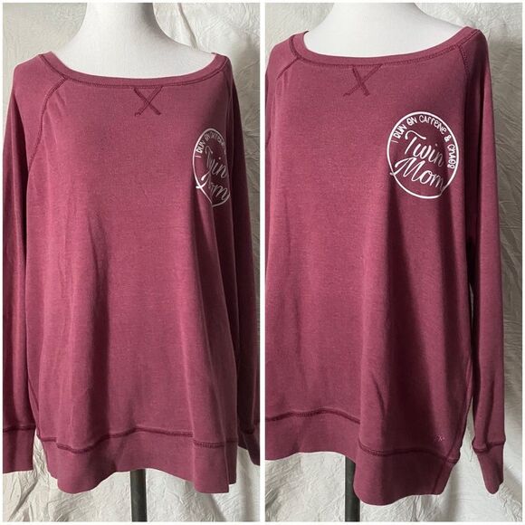 Twin Mom, Caffeine & Chaos, Custom, Rose/Mauve Raglan Sweatshirt - Picture 6 of 11